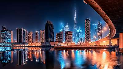 Dubai fényei éjjel (fotótapéta) - vászonkép, falikép otthonra és irodába