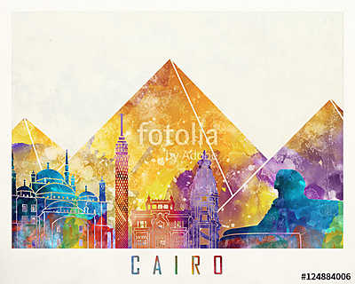 Cairo landmarks watercolor poster (fotótapéta) - vászonkép, falikép otthonra és irodába