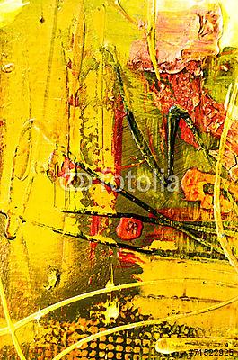 Színek festése absztrakt struktúra sárga (vászonkép óra) - vászonkép, falikép otthonra és irodába