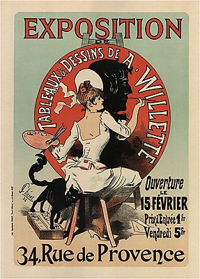 Exposition Tableaux et Dessins de A. Willette (poszter) - vászonkép, falikép otthonra és irodába