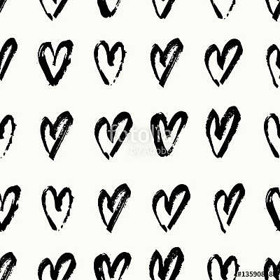 Hand Painted Hearts Pattern (keretezett kép) - vászonkép, falikép otthonra és irodába