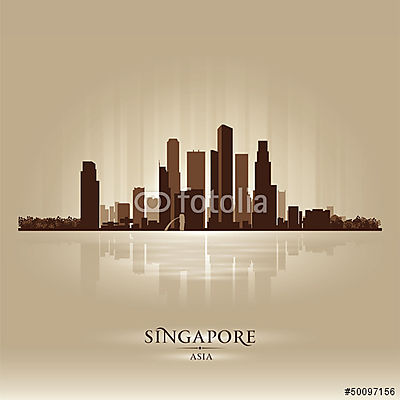 Szingapúr Ázsia városkép város sziluettje (többrészes kép) - vászonkép, falikép otthonra és irodába