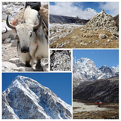 Magaslati turisztikai útvonal kollázs - Everest Base Camp (többrészes kép) - vászonkép, falikép otthonra és irodába