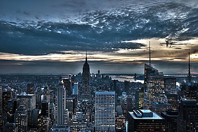 New York látképe a Empire State Building-gel (többrészes kép) - vászonkép, falikép otthonra és irodába