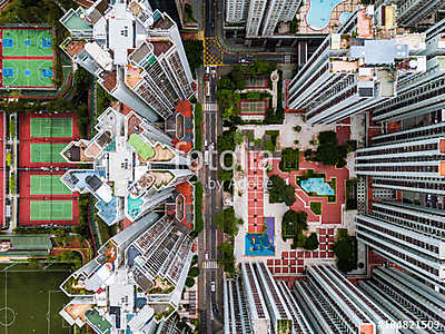 Hong Kong felülnézetből (légifelvétel) (bögre) - vászonkép, falikép otthonra és irodába