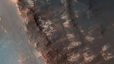 Becsapódási kráter középső kiemelkedése, Mars felszín (többrészes kép) - vászonkép, falikép otthonra és irodába