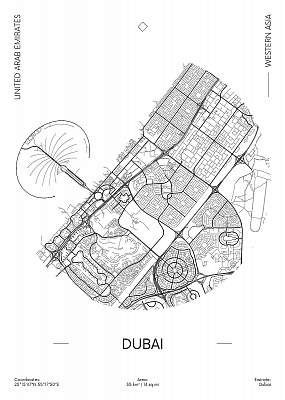 Travel poster, urban street plan city map Dubai (poszter) - vászonkép, falikép otthonra és irodába