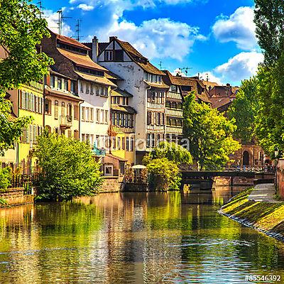 Strasbourg, a vízcsatorna a Petite France területen, az UNESCO h (bögre) - vászonkép, falikép otthonra és irodába