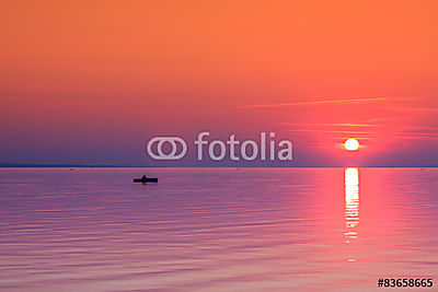 Gyönyörű naplemente a Balaton-ban (fotótapéta) - vászonkép, falikép otthonra és irodába