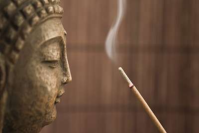 füst 4 buddha (keretezett kép) - vászonkép, falikép otthonra és irodába