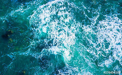 Drone view of waves hitting sea shore (poszter) - vászonkép, falikép otthonra és irodába