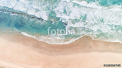 Aerial View of Waves at Beach at Sunset (keretezett kép) - vászonkép, falikép otthonra és irodába
