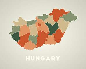 Magyarország térkép illusztráció (keretezett kép) - vászonkép, falikép otthonra és irodába