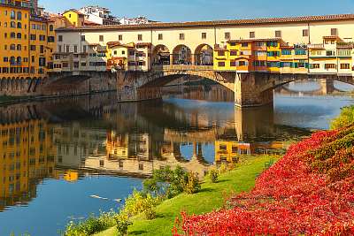 Ponte Vecchio tükröződés, Firenze (többrészes kép) - vászonkép, falikép otthonra és irodába