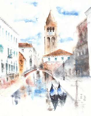 Velencei látkép egy hídról - akvarell (poszter) - vászonkép, falikép otthonra és irodába