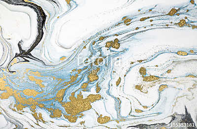 Marble abstract acrylic background. Nature marbling artwork texture. Golden glitter. (többrészes kép) - vászonkép, falikép otthonra és irodába