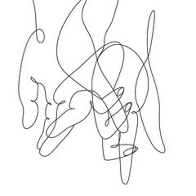 Kéz a kézben (vonalrajz, line art) (többrészes kép) - vászonkép, falikép otthonra és irodába
