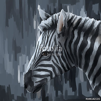 illusztráció digitális festészet állati zebra (fotótapéta) - vászonkép, falikép otthonra és irodába