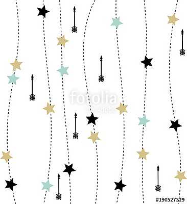 Csillagok és nyilak - skandináv tapétaminta (többrészes kép) - vászonkép, falikép otthonra és irodába