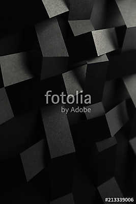 Macro image of black braided stripes in geometric composition, 3D illustration, abstract background (keretezett kép) - vászonkép, falikép otthonra és irodába