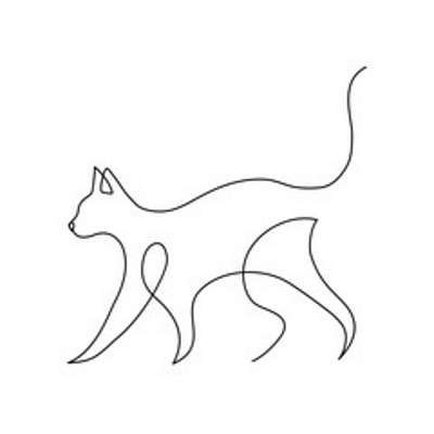 Sétáló cica (vonalrajz, line art) (többrészes kép) - vászonkép, falikép otthonra és irodába
