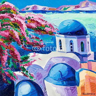Santorini templomok (poszter) - vászonkép, falikép otthonra és irodába
