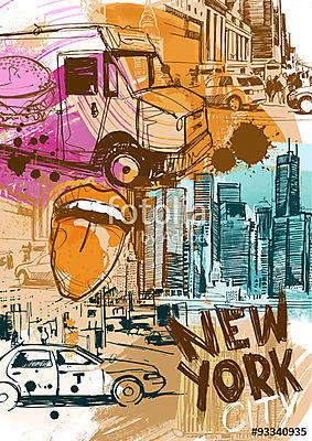 New York-i közlekedés (poszter) - vászonkép, falikép otthonra és irodába