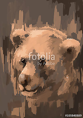 illusztráció digitális festés állati medve (keretezett kép) - vászonkép, falikép otthonra és irodába