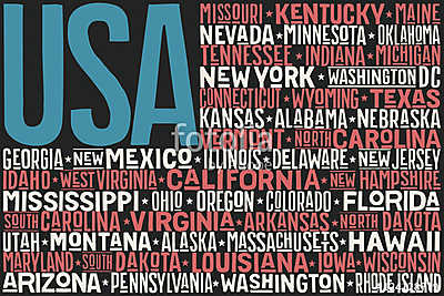 Amerikai Egyesült Államok lobogója államokkal és tőkével  (poszter) - vászonkép, falikép otthonra és irodába