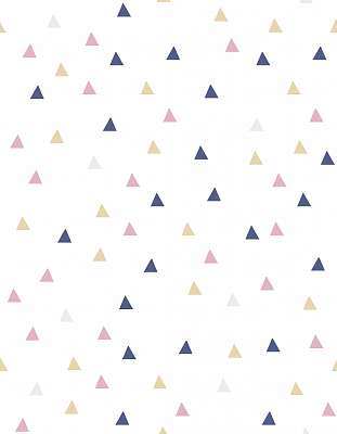 Rózsaszín-kék-sárga háromszögek tapétaminta (fotótapéta) - vászonkép, falikép otthonra és irodába