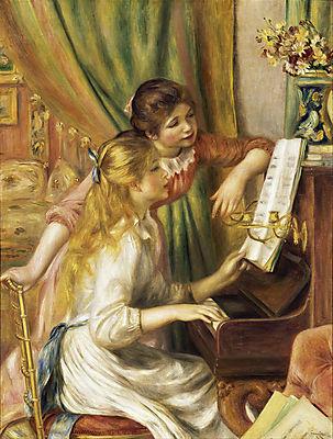 Fiatal lányok a zongoránál /color version/ (bögre) - vászonkép, falikép otthonra és irodába