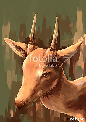 illusztráció digitális festés állat szarvas (poszter) - vászonkép, falikép otthonra és irodába