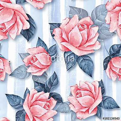 Floral seamless pattern 27. Watercolor background with beautiful (fotótapéta) - vászonkép, falikép otthonra és irodába