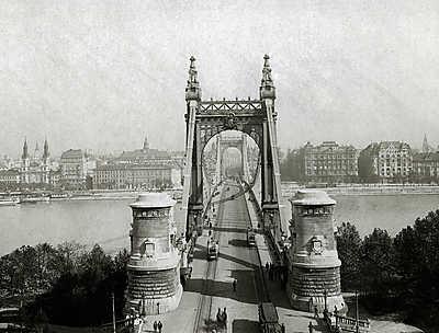 Erzsébet híd a Gellérthegyről nézve (1915) (keretezett kép) - vászonkép, falikép otthonra és irodába