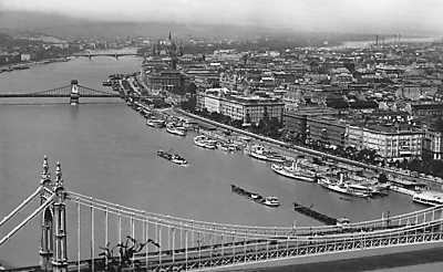 Látkép a Gellérthegyről, előtérben az Erzsébet híd (1935) (fotótapéta) - vászonkép, falikép otthonra és irodába