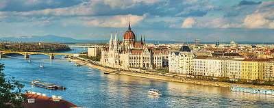 Budapest panorámás áttekintése (keretezett kép) - vászonkép, falikép otthonra és irodába