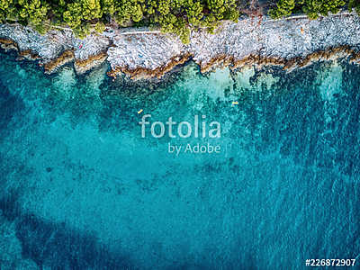 Aerial view of the croatian sea coast from the sky (poszter) - vászonkép, falikép otthonra és irodába
