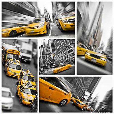 New York-i sárga taxi kollázs (poszter) - vászonkép, falikép otthonra és irodába