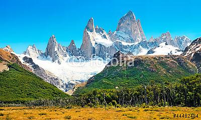 Scenic landscape with Mt Fitz Roy Patagónia, Dél-Amerika (fotótapéta) - vászonkép, falikép otthonra és irodába
