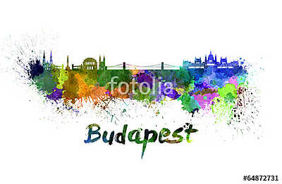 Budapest skyline in watercolor (fotótapéta) - vászonkép, falikép otthonra és irodába