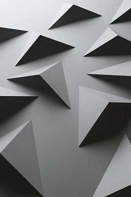 Macro image of gray geometric shapes, three-dimensional effect, abstract background (többrészes kép) - vászonkép, falikép otthonra és irodába