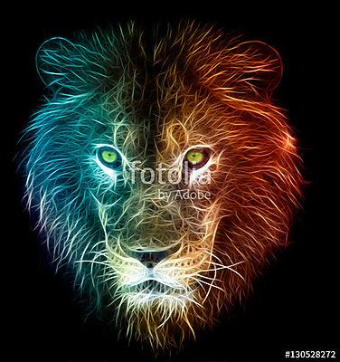 Az oroszlán digitális fantasy fraktál design művészete (fotótapéta) - vászonkép, falikép otthonra és irodába