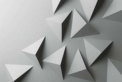 Macro image of gray geometric shapes, three-dimensional effect, abstract background (poszter) - vászonkép, falikép otthonra és irodába