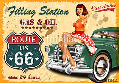 Filling station retro poster (fotótapéta) - vászonkép, falikép otthonra és irodába