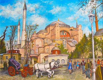 Isztambuli városrészlet (festmény) (bögre) - vászonkép, falikép otthonra és irodába