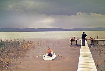 Balatonlelle, közelgő vihar (1968) (többrészes kép) - vászonkép, falikép otthonra és irodába