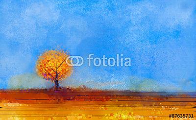 Absztrakt őszi fa (olajfestmény reprodukció) (többrészes kép) - vászonkép, falikép otthonra és irodába