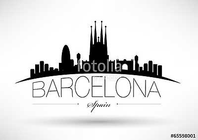 Barcelona City Typography Design (többrészes kép) - vászonkép, falikép otthonra és irodába