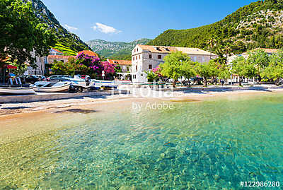 stunning beach in Dalmatia on Peljesac peninsula, Croatia (bögre) - vászonkép, falikép otthonra és irodába