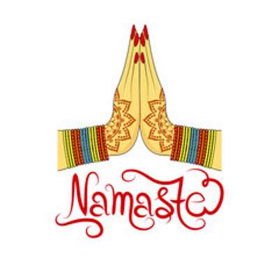 Női kéz, Namaste hindu köszöntés felirattal  (többrészes kép) - vászonkép, falikép otthonra és irodába